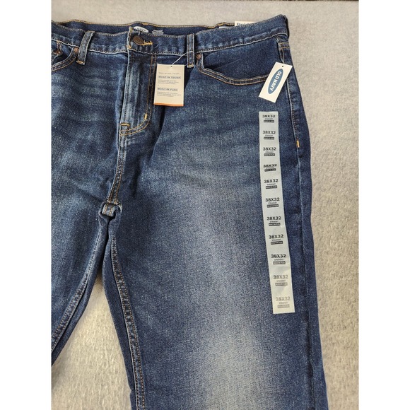 NWT Old Navy Straight Leg Denim Jeans Mens Size 38x32 Dark Blue - Built In Flex - Picture 4 of 10